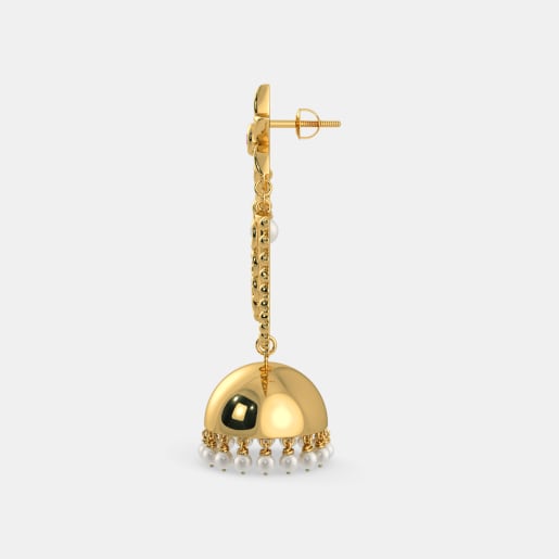 Ruby And White Pearl Earring In Yellow Gold (19.15 Gram)