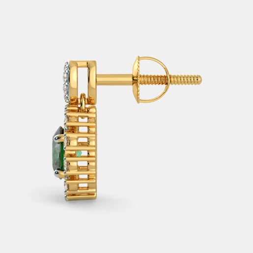 Diamond And Emerald Earring In Yellow Gold (2.79 Gram) With Diamonds (0.324 Ct)