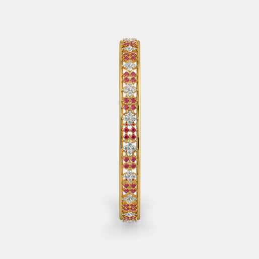 Diamond And Ruby Bangle In Yellow Gold (20.53 Gram) With Diamonds (1.600 Ct)