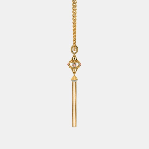 Diamond And Pink Tourmaline Pendant In Yellow Gold (7.83 Gram) With Diamonds (0.107 Ct)