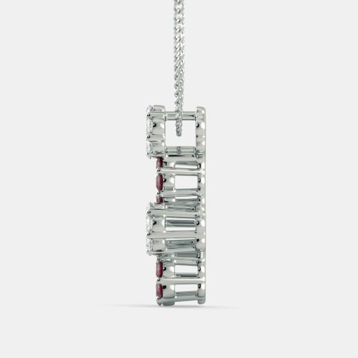 Diamond And Ruby Pendant In White Gold (2.26 Gram) With Diamonds (0.304 Ct)