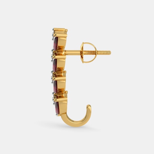 Diamond And Ruby Earring In Yellow Gold (4.51 Gram) With Diamonds (0.160 Ct)