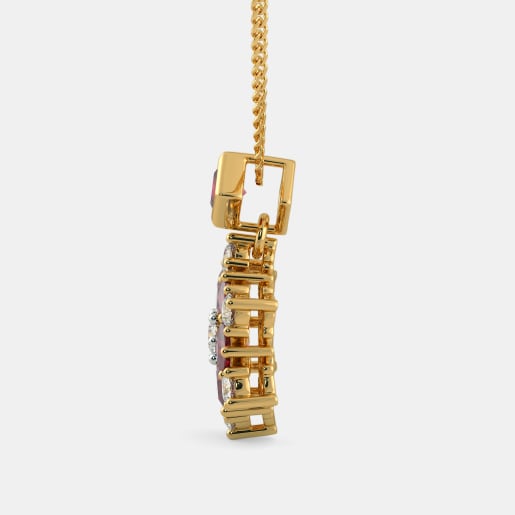Diamond And Ruby Pendant In Yellow Gold (1.88 Gram) With Diamonds (0.424 Ct)