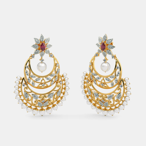 Gold Chand Bali Earring Designs Online In India 2018 Bluestone The Zufa Chand Bali Earrings